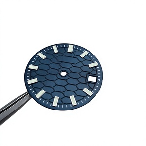 Esfera de Reloj Azul con Patrón de Rejilla Metálica Hecha a Mano, Super C3 Verde Luminoso, 28.5mm, Compatible con Japan NH35A NH36A, Modificada para SKX007 - Product Image 3