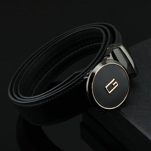 Cinturón automático <span class=keywords><strong>ajustable</strong></span> de negocios e informal Cinturón genuino de cuero negro para hombres - Product Image 4