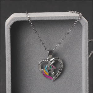 <span class=keywords><strong>Ciondolo</strong></span> in lega di zinco con catena a maglie a forma di cuore con collana a forma di <span class=keywords><strong>unicorno</strong></span> - Product Image 3