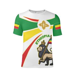 NX al aire libre Casual logotipo personalizado León patrón cuello redondo manga corta se puede bordar camiseta etíope - Product Image 2