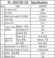 Objectif à mise au point manuelle ODM 1/2.7'' 2.5mm F2.0, objectif numérique pour appareil de vision nocturne, objectif fixe, monture CS, objectif CCTV 3MP