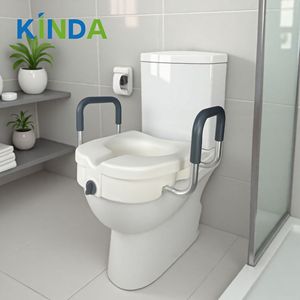 Kinda Toilet Seat Height Increaser With <b>Grab</b> Handles Basic <b>Screw</b> On Cushion For Elderly And Pregnant Women - Product Image 1