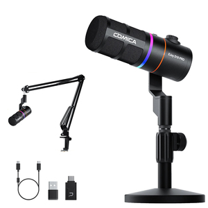 Microphone dynamique sans fil <span class=keywords><strong>COMICA</strong></span> D10 PRO RGB cardioïde USB/XLR pour jeux sur table, réduction du bruit vocal, streaming, interview - Product Image 1