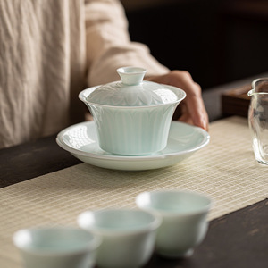 Guanlan Gaiwan Teacup Yingqing Porcelain Heat Resisting Kung Fu <b>Tea</b> <b>Set</b> Household Brewing Bowl - Product Image 1