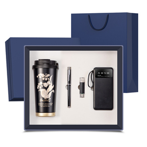 Wholesale High-End Business Gift Set with Customized Logo Includes 500ml Mug Pen 10000mAh USB Power Bank-Modern Design for Men