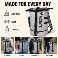 Sac à dos à fermeture roll-top découpé au laser avec compartiment à chaussures inférieur, poche arrière dissimulée, personnalisable OEM ODM, en polyester, pour le sport et la mode