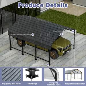 Kits de carport métalliques modernes 12 x 15 pieds avec toit <span class=keywords><strong>en</strong></span> acier galvanisé, structure thermolaquée, abri de garage extérieur robuste - Product Image 5
