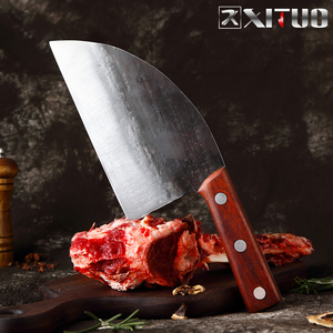 Couteau de boucher forgé à la main, hachoir tranchant en acier à haute teneur en carbone, manche en bois de rose antidérapant - Product Image 2