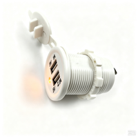 Adaptateur double USB 12V 24V pour voiture, panneau de charge, port USB-A 3.1A, couvercle blanc, lumière orange, prise d'alimentation pour voiture