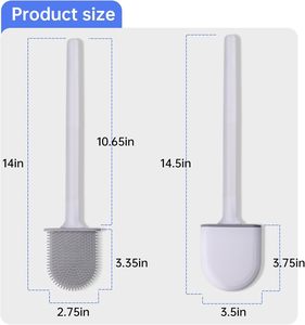 Brosse de nettoyage WC en silicone à deux sections avec manche en plastique TPR souple, offre spéciale - Product Image 5