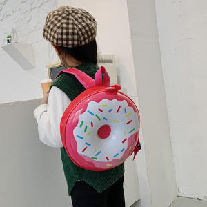 Mochila de PU con forma de donut, multicolor, con cierre de cremallera, estilo moderno, para todas las estaciones, uso diario, mochilas escolares para niños - Product Image 2