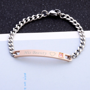 Offre Spéciale Accessoires Couple Bracelet Diamant Noir Géométrique Main Alliage Plaqué Or Bijoux WISH's Charm Couple Bracelet - Product Image 3