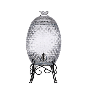 2025 New 10L Pineapple - Shaped <strong>Glass</strong> Beverage Dispenser Set | 5 Matching Cups Included | Leak - Proof Tap for Party/Wedding - Product Image 2