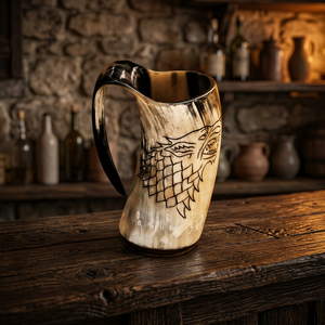 Tazas de Cerveza de Cuerno de Búfalo Auténtico, Decoración de Mesa, Taza Vikinga Hecha a Mano, Moderna, Impermeable y Ecológica - Product Image 1