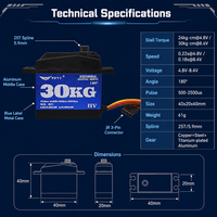 Servomoteur numérique 30KG à couple élevé, engrenages métalliques, 180 degrés, programmable HV pour RC Crawler, Buggy, Bateau, Robot, Kit DIY