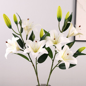 Lirios Artificiales 3D QIHAO, 6 Cabezas, Aromáticos, de PVC, para Decoración de Bodas y Hogar - Product Image 3