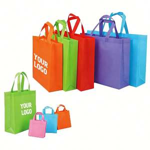 Bolsa de tela no tejida con logotipo personalizado, reutilizable, ecológica, para compras, supermercado, laminada, duradera, para regalo promocional, con asa grande - Product Image 1