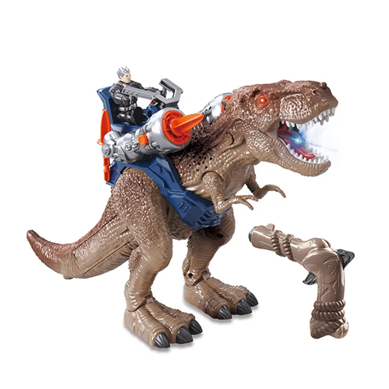 QS vente en gros enfants mécanique marche animaux jouets en plastique dessin animé électrique fonction de pulvérisation dinosaure ensemble jouets pour enfants cadeau