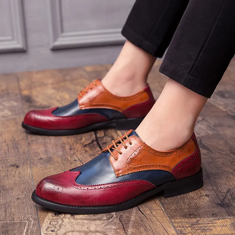 British style Carved color matching business shoes men leather brogues men shoes
