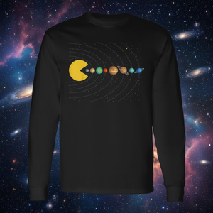T-shirt à manches longues avec graphique sur le système solaire, design de jeux vidéo spatiaux - Product Image 3