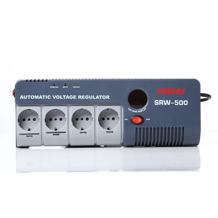 SRW مأخذ تحكم في التتابع الأوروبي 500VA AC مثبتات منظم الجهد الكهربائي AVR