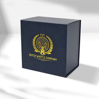 Boîte en carton rigide bleue personnalisée de luxe avec fermeture magnétique, laminage mat, matériaux recyclés pour cadeaux - Logo CMYK