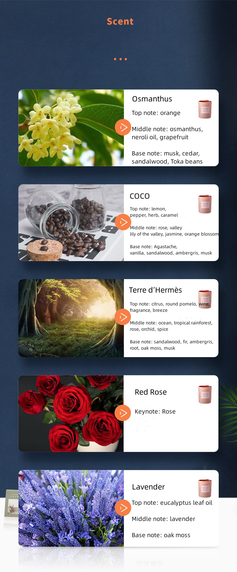 AROMA-AUSGANGSrosa-romantische Aromatherapie-roch Luxustrockenblume-Eigenmarke Sojabohnenöl-Wachs-Kerzen für Ereignis-Anordnung 1