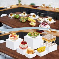 YN usine personnalisé 4 étapes Rectangle clair affichage Cube Table des aliments blanc acrylique restauration Buffet contremarches pour présentoir alimentaire