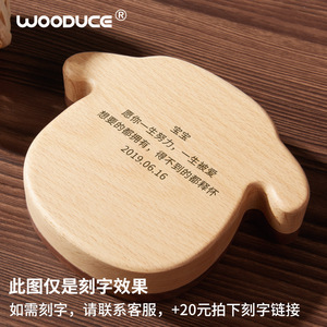 Wooduce Baby Tooth <b>Keepsake</b> <b>Box</b> Walnut Wood Round Cartoon Character Handmade Gift For Infants And Toddlers - Product Image 5