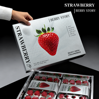 Premium aardbeien golfkartonnen cadeaudoos met UV-print handvat & magneetsluiting - milieuvriendelijk telescoopdesign