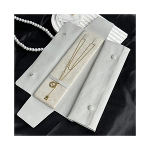 Pochette de luxe personnalisée en microfibre avec logo pour bijoux (colliers et bagues) – Idéale pour l'emballage de bijoux haut de gamme - Product Image 1