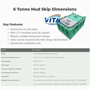 DNV 2.7 Standard 10 tonnes coupe-boue Offshore Skip avec couvercle en aluminium - Product Image 6