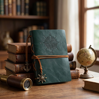 Carnet de notes en cuir de style nautique avec logo personnalisé et reliure cousue avec du fil de couleur personnalisable, bloc-notes personnalisable