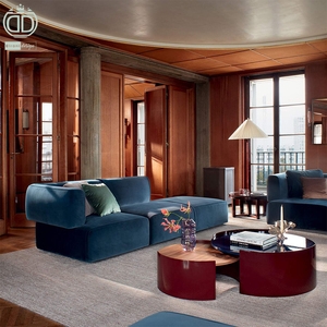 <span class=keywords><strong>Divano</strong></span> da salotto in stile nordico in velluto blu profondo minimalista divani da isola di design per la casa di lusso - Product Image 1