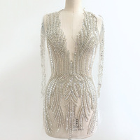 Applique de corsage en strass entièrement recouvert de strass, fait main, à coudre, pour costumes de carnaval, robe de mariée