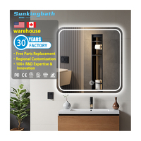Miroir de beauté HD argenté de 5 mm, miroir carré anti-explosion, éclairage intelligent LED, miroir de salle de bain avec lumière LED pour la maison et l'hôtel