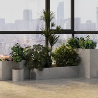 Jardinières en acier galvanisé pour jardin commercial, pots à fleurs d'extérieur, motif carré, jardinières modulaires en métal pour cour, modernes