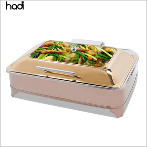 Suministros para Hoteles y Restaurantes al por Mayor, Baño María Cuadrado para Buffet, Plato para Calentar Comida en Color Oro Rosa, Platos para Servir Catering - Product Image 5