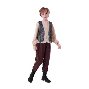 Ensemble de costumes médiévaux pour enfants, pour garçons de 8 à 13 ans, printemps 2025, hauts, pantalons, chapeau, tenue de scène ordinaire - Product Image 5