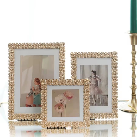 LuxuryGolden Scale Texture Photo Frame European Simple Metal Photo ...