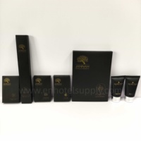 Kit d'articles de toilette jetables pour hôtel – Peigne, bonnet de douche, kit dentaire – Matériau écologique en paille de blé, série couleur foncée, luxe 5 étoiles