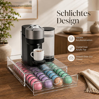 Organisateur de rangement moderne pour bureau à domicile en acrylique pour dosettes de café K-Cup, condiments et capsules d'espresso avec tiroir