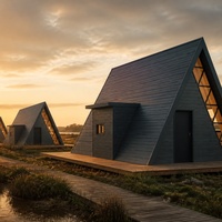 Maison A-Frame S500 Modulaire Premium pour Projets Hôteliers, Agricoles et de Logement, Solution de Production en Usine pour Investisseurs