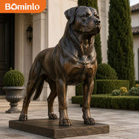 Statue de Rottweiler en Bronze Personnalisée, Sculpture Réaliste de Chien de Garde avec Socle pour Villa, Jardin, Entrée d'Hôtel et Décoration Paysagère