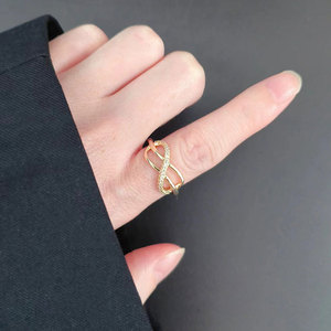 Vendita calda S925 anello a forma di argento puro infinito 8 semplice gioiello di lusso 'amore infinito' tempestato di diamanti per matrimoni - Product Image 5