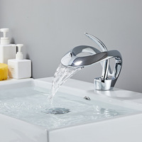 Robinet de lavabo cascade chromé chaud/froid à double usage, avec cartouche céramique, monocommande, à poser sur comptoir