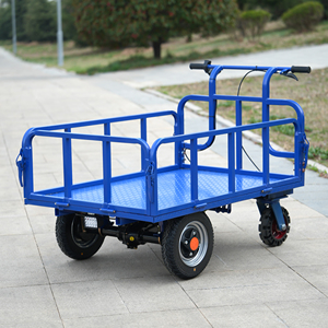 High-Horsepower Orchard Transporter Carro de coche plano eléctrico para jardín al aire libre Carga doméstica Vagón de descarga de hierro para el hogar - Product Image 5