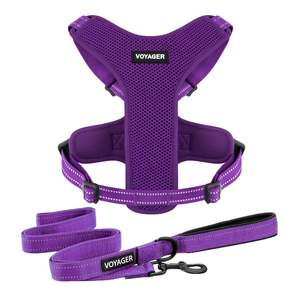 Air Frontier Personalized Mesh <b>Harness</b> <b>Leash</b> Set Reflective Lightweight Breathable No-Pull Design Adjustable Neck Chest Strap - Product Image 1