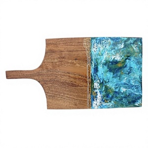 New Arrival Best Design Ocean Wave Design Acacia Wood Epoxy Resin Cheese <b>Board</b> Designer Breakfast <b>Board</b> Wooden Charcuterie <b>Board</b> - Product Image 1