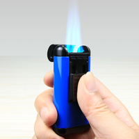 Briquet à triple flamme en alliage de zinc avec fenêtre de niveau de carburant, personnalisable avec logo, idéal pour les cigarettes – Offre Spéciale